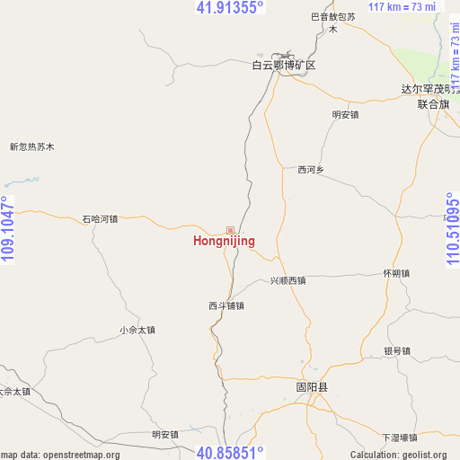 Hongnijing on map