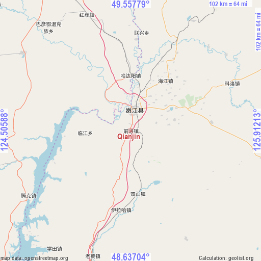 Qianjin on map