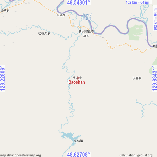 Baoshan on map