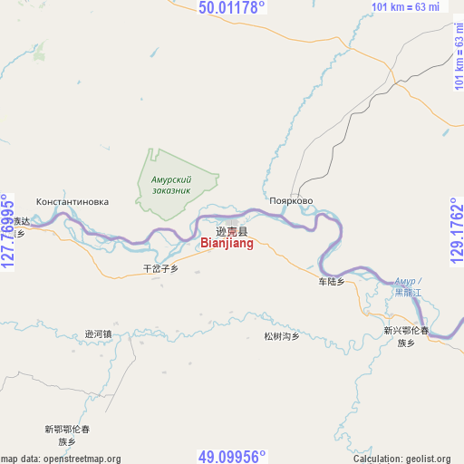 Bianjiang on map