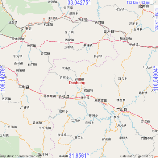 Desheng on map