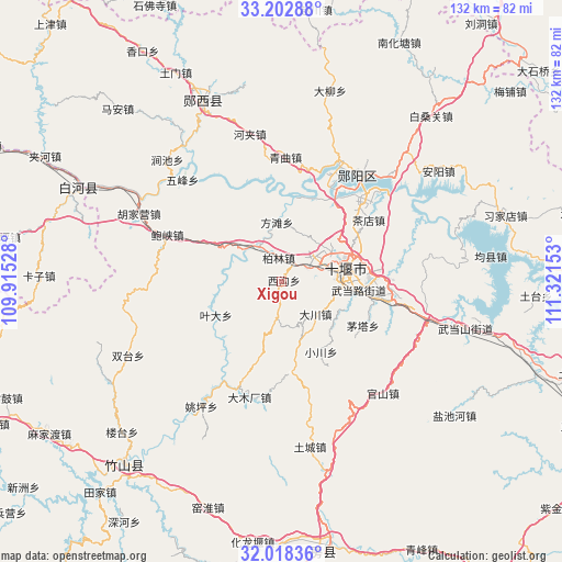 Xigou on map