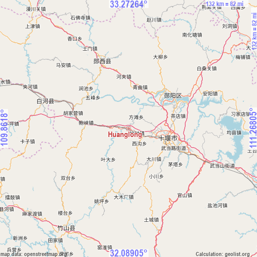 Huanglong on map