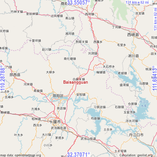 Baisangguan on map