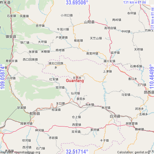 Guanfang on map