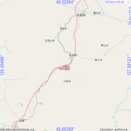 Hongqi on map