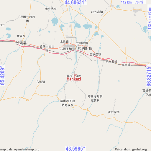 Hankazi on map