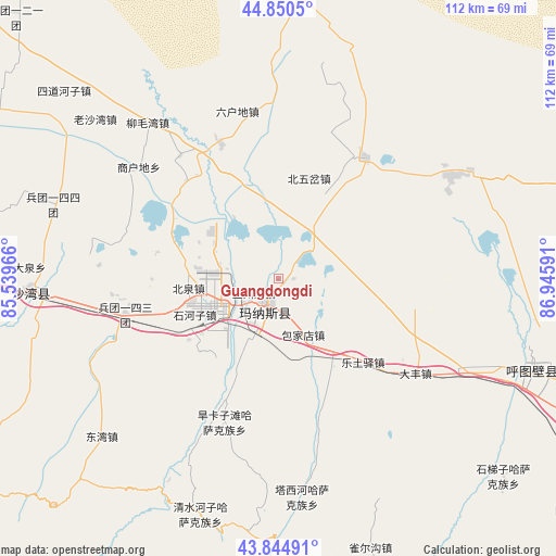 Guangdongdi on map