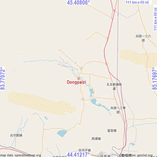 Dongpaizi on map