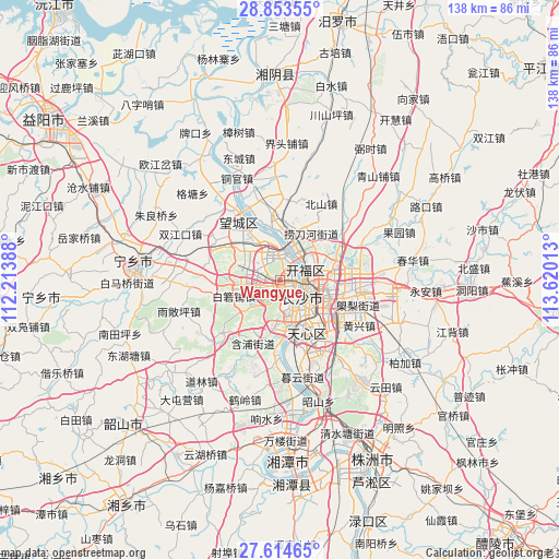 Wangyue on map