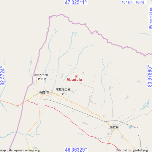 Abudula on map