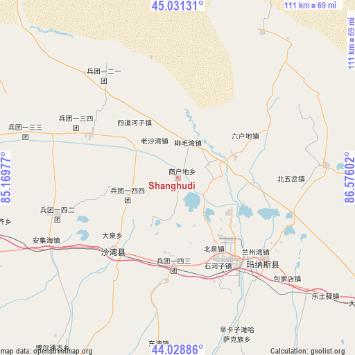 Shanghudi on map