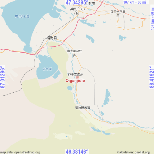 Qiganjidie on map