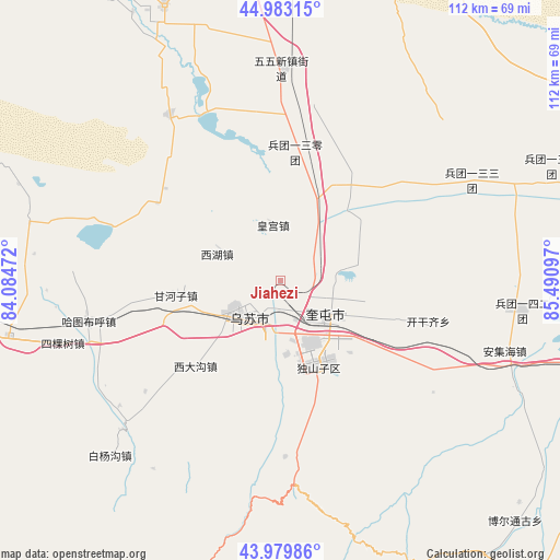 Jiahezi on map