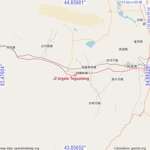 Ji’ergele Teguoleng on map