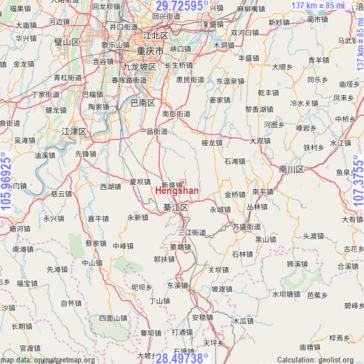 Hengshan on map