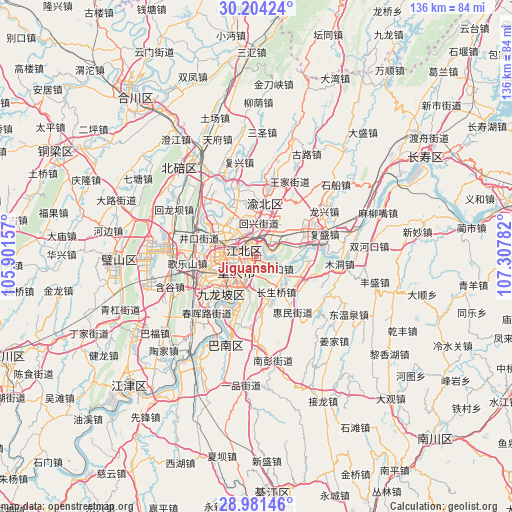Jiguanshi on map