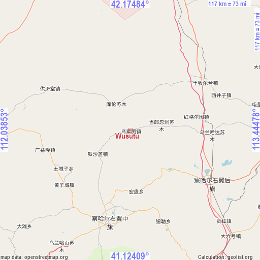 Wusutu on map