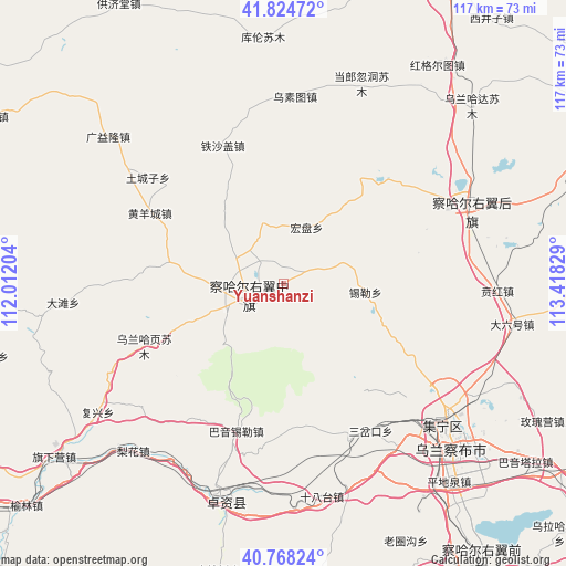 Yuanshanzi on map