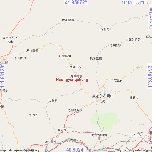 Huangyangcheng on map