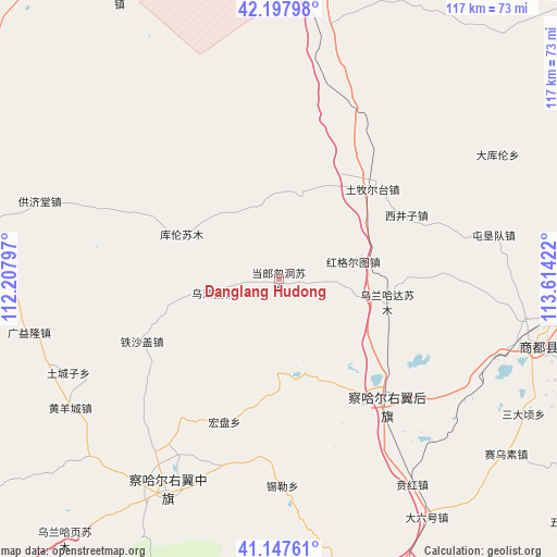 Danglang Hudong on map