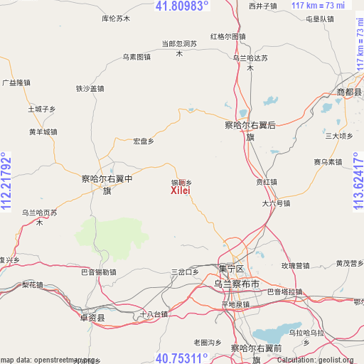 Xilei on map