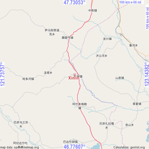 Xinlin on map