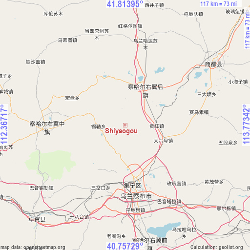 Shiyaogou on map