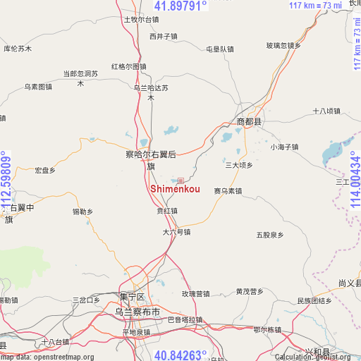 Shimenkou on map