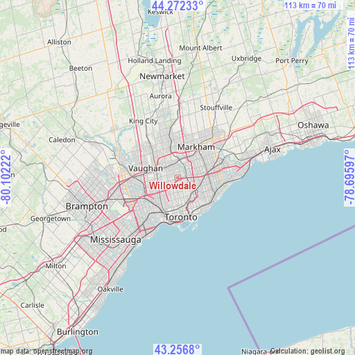 Willowdale on map