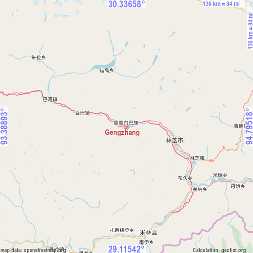 Gengzhang on map