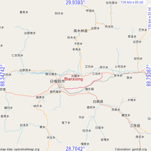 Bianxiong on map