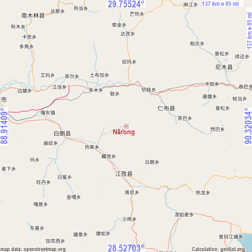 Narong on map