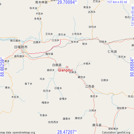 Qiangdui on map