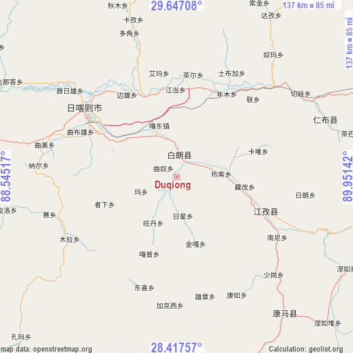 Duqiong on map