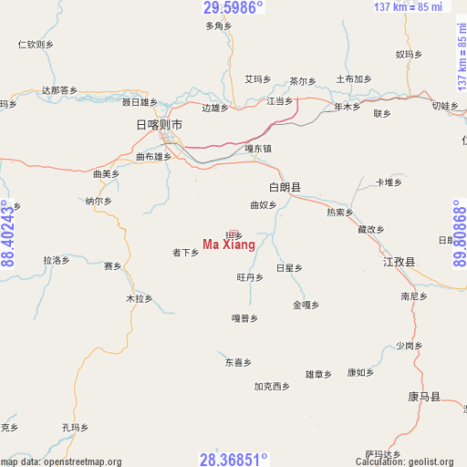 Ma Xiang on map