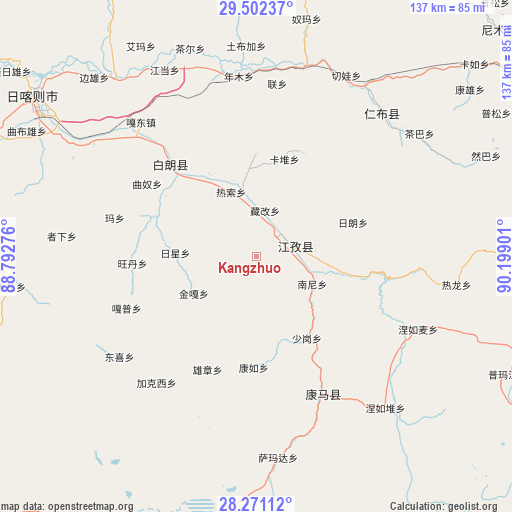 Kangzhuo on map