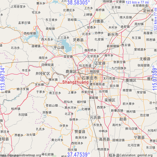 Shangzhuang on map