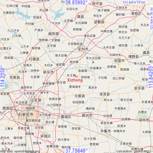 Xizhong on map