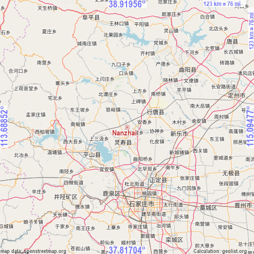 Nanzhai on map