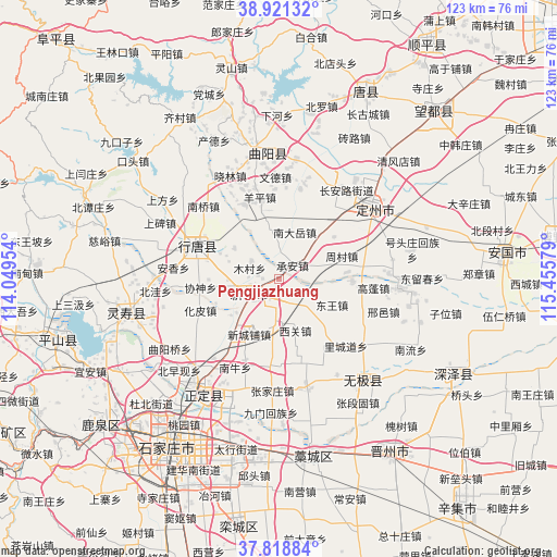 Pengjiazhuang on map