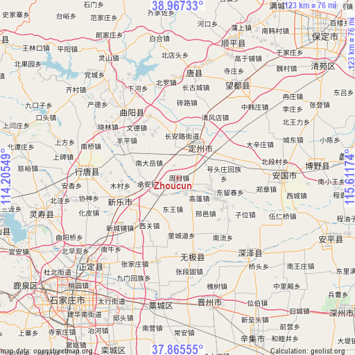 Zhoucun on map