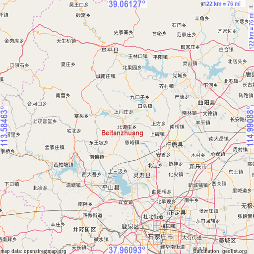 Beitanzhuang on map