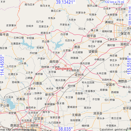 Dongwang on map