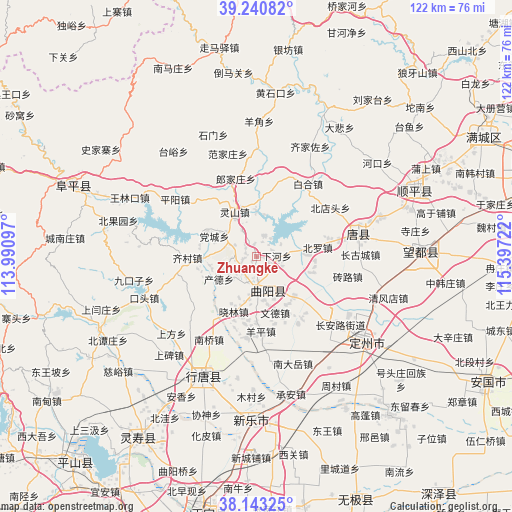 Zhuangke on map