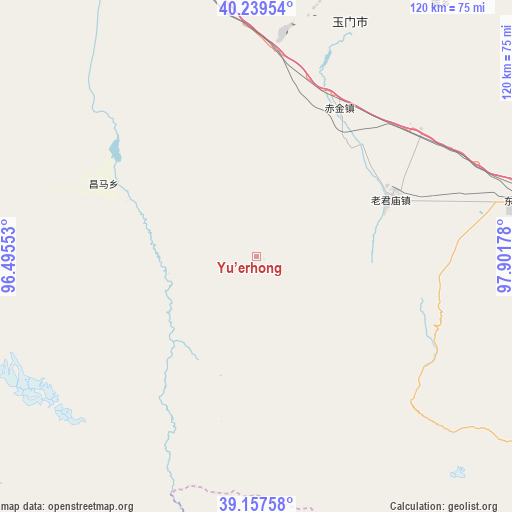 Yu’erhong on map