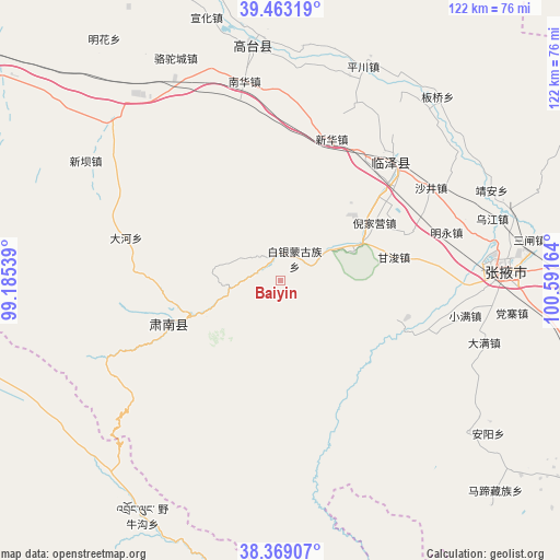 Baiyin on map