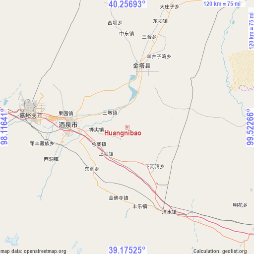 Huangnibao on map