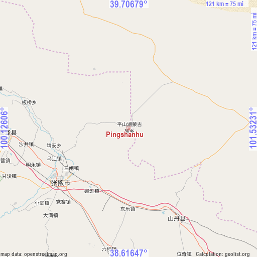 Pingshanhu on map