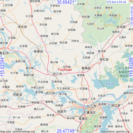 Yuchuan on map